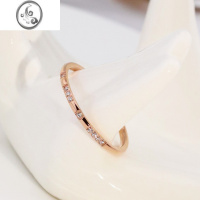 JiMi日式轻奢戒指网红少女简约钻石钛钢玫瑰金食指尾戒小指环小众设计 玫瑰金色5号