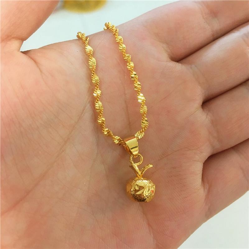 金镀24K实心小苹果坠项链女韩版金苹果圣诞节礼物会销礼品送女朋友老婆生日礼物送女朋友七夕情人节礼物