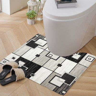 灰色几何 50X60 特价卫生间马桶周围地毯地垫U型几何防水浴室防滑垫家用踩脚垫