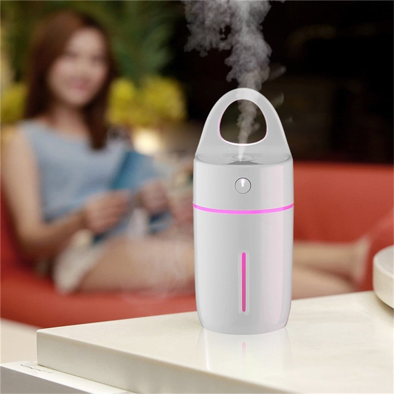 ESCASE 空气加湿器 ES-HF-03 微喷雾 静音迷你 七彩夜灯 办公室卧室车载USB 智能杯补水器补水仪 粉色