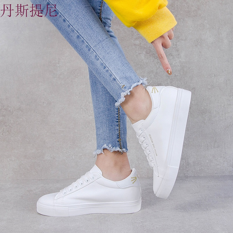 鮀品2018春秋季新款内增高小白鞋女学生百搭女鞋韩版白鞋厚底板鞋