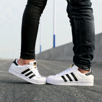 Adidas阿迪达斯男鞋女鞋三叶草 SUPERSTAR 金标贝壳头经典情侣鞋小白鞋运动休闲鞋板鞋C77124
