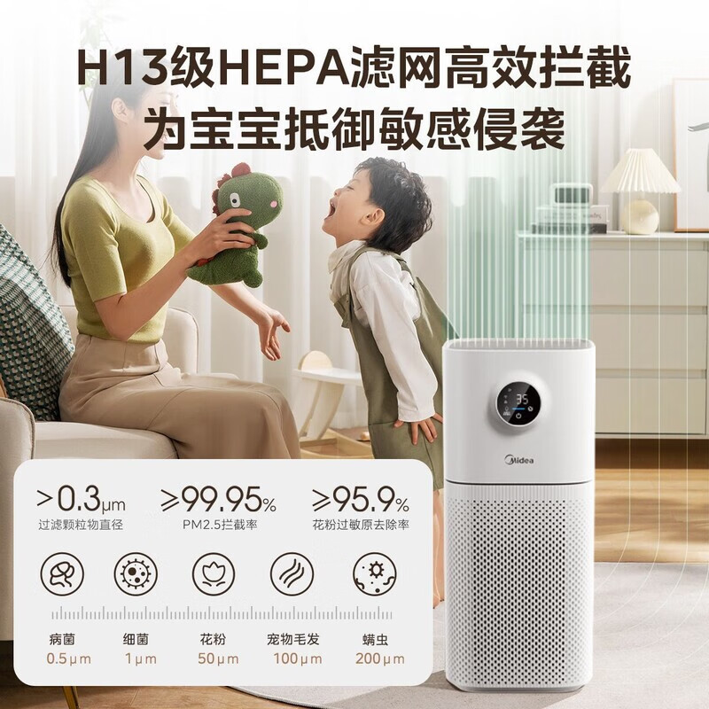 美的空气净化器家用卧室除甲醛除烟味宠物除异味净化除过敏源吸猫毛新风机空调伴侣 KJ400G-L1 Lite高清大图