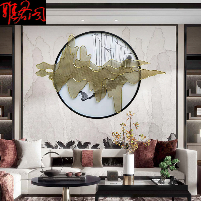 铁艺新中式玄关壁饰酒店背景墙挂件装饰金属创意墙壁饰