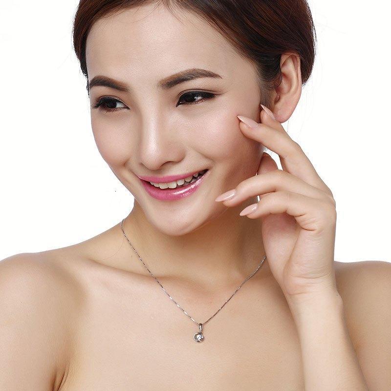 阡陌 925银女士项链 玫瑰花紫仿真水晶坠韩版时尚简约短款锁骨链情人节生日礼物送女友送女朋友七夕情人节礼物