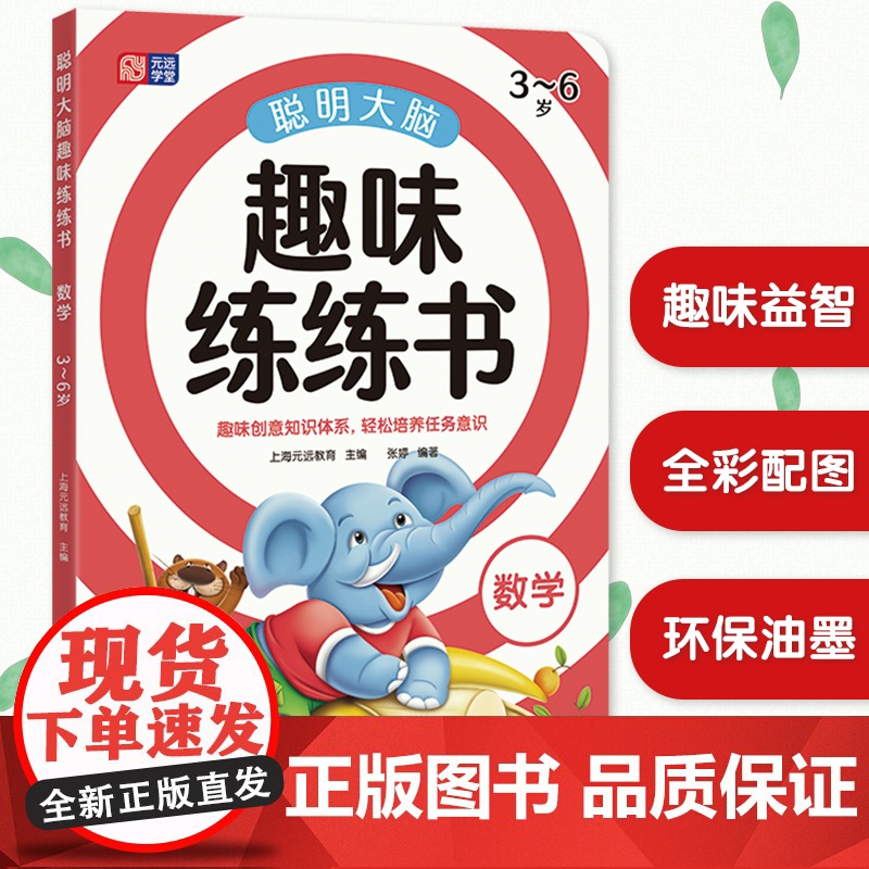 【】元远教育 聪明大脑趣味练练书—数学 适合3-4-5-6岁 幼小衔接 学前教育 启蒙早教 科学有效 数学思维启蒙游戏