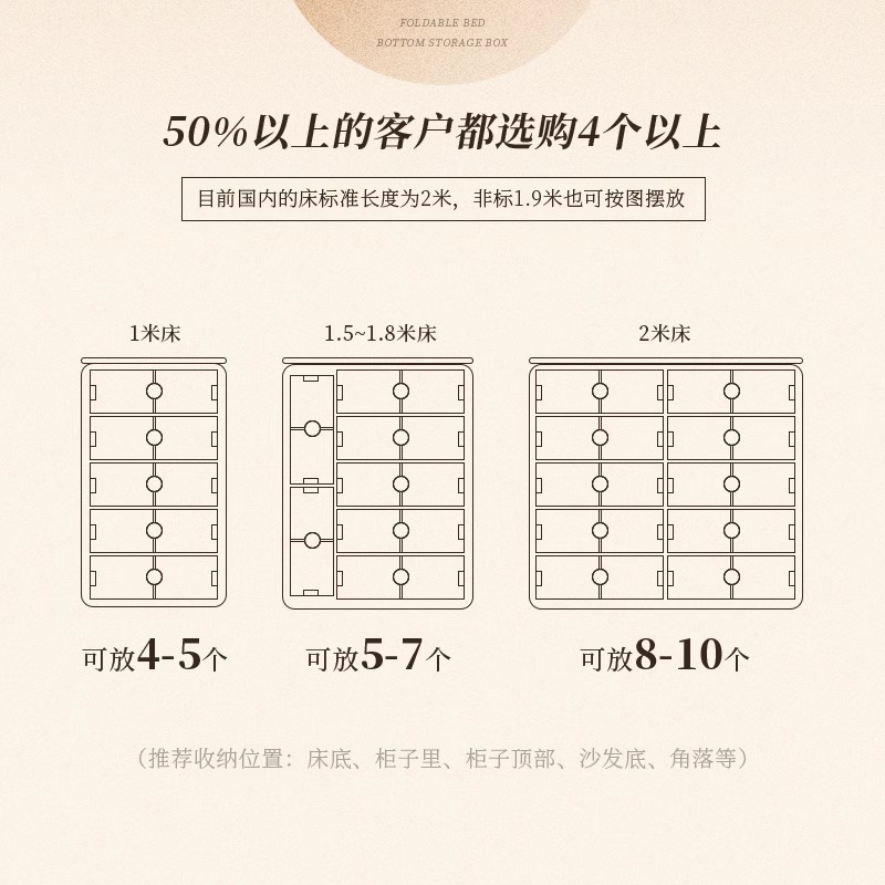 太力床底收纳箱家用抽屉式衣服被子塑料扁平宿舍整理收纳盒储物箱 【透明咖】长款大号 床底收纳箱