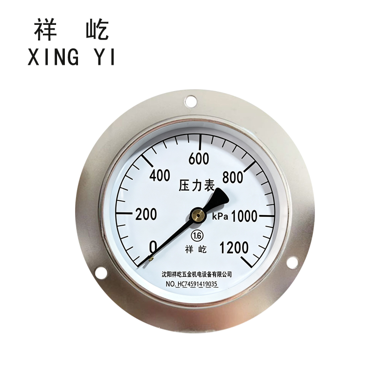 祥屹 压力表轴向带边 Y100ZT 0-1200Kpa 块高清大图