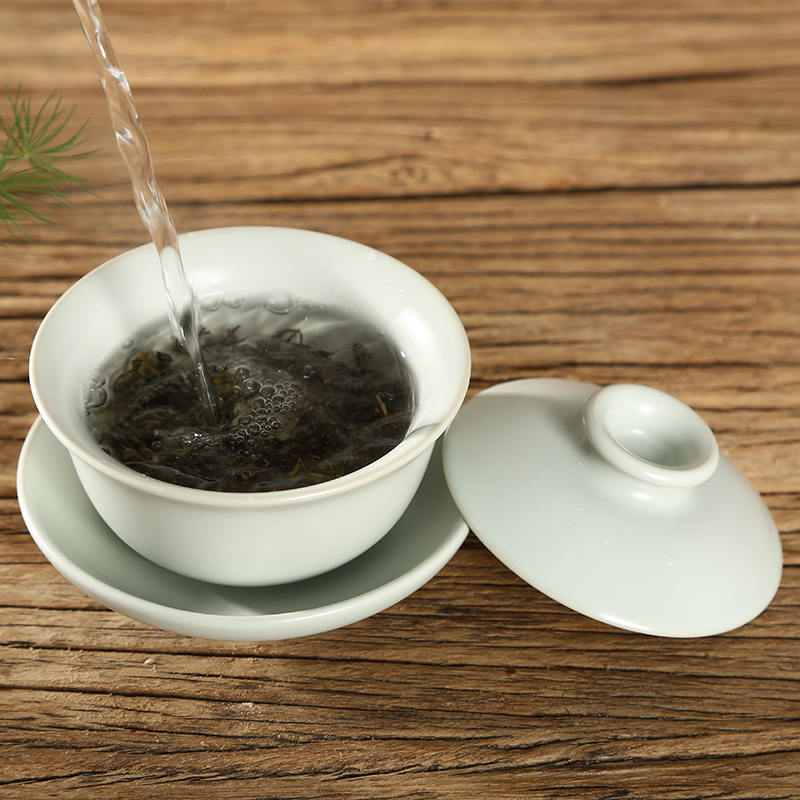 常生源 茶杯盖碗仿宋汝窑功夫茶具三才盖碗开片陶瓷盖碗礼盒装 汝窑盖碗