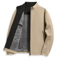 热卖男士夹克秋季新款中年商务休闲立领拉链外套男 XL/180 卡其
