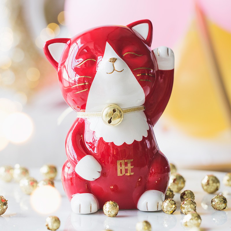 猫摆件家居客厅发财猫陶瓷存钱储蓄罐乔迁新居礼品开业送 三维工匠 幸运猫/旺运猫高清大图