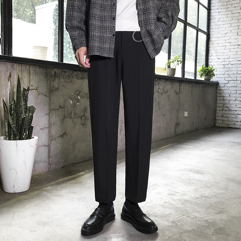 正常发货】ins休闲裤韩版男士九分裤工装西裤男港风流大码常规阔腿裤