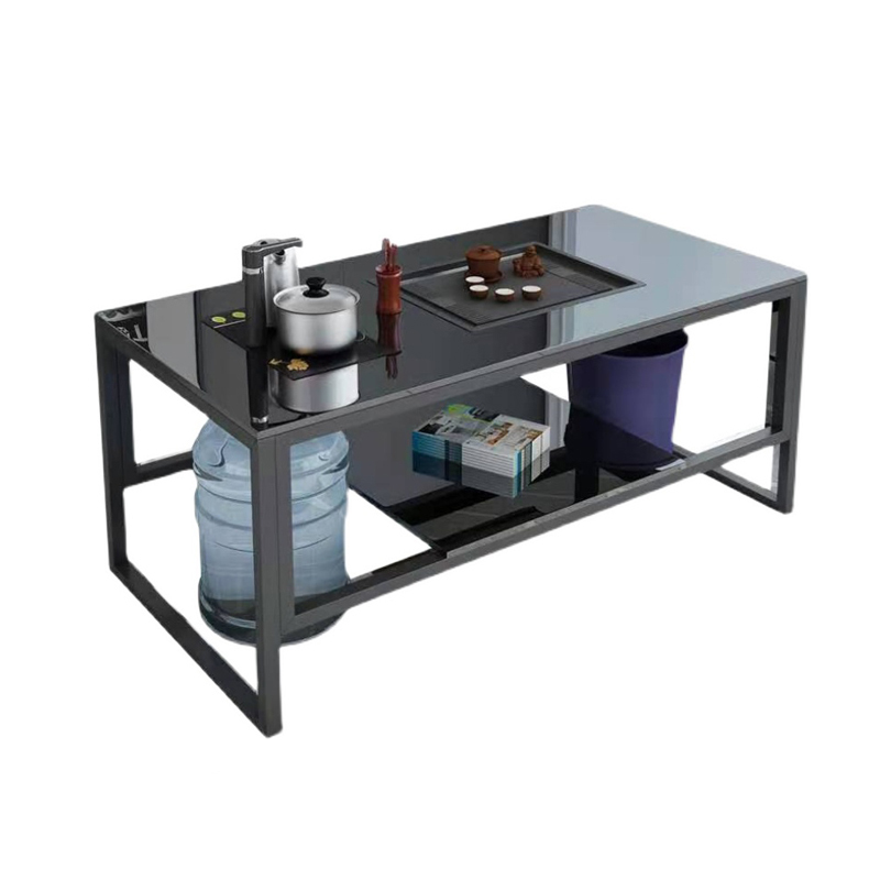 三金鑫不锈钢火烧石功夫茶桌大理石泡茶台简易办公茶几带电磁炉简约