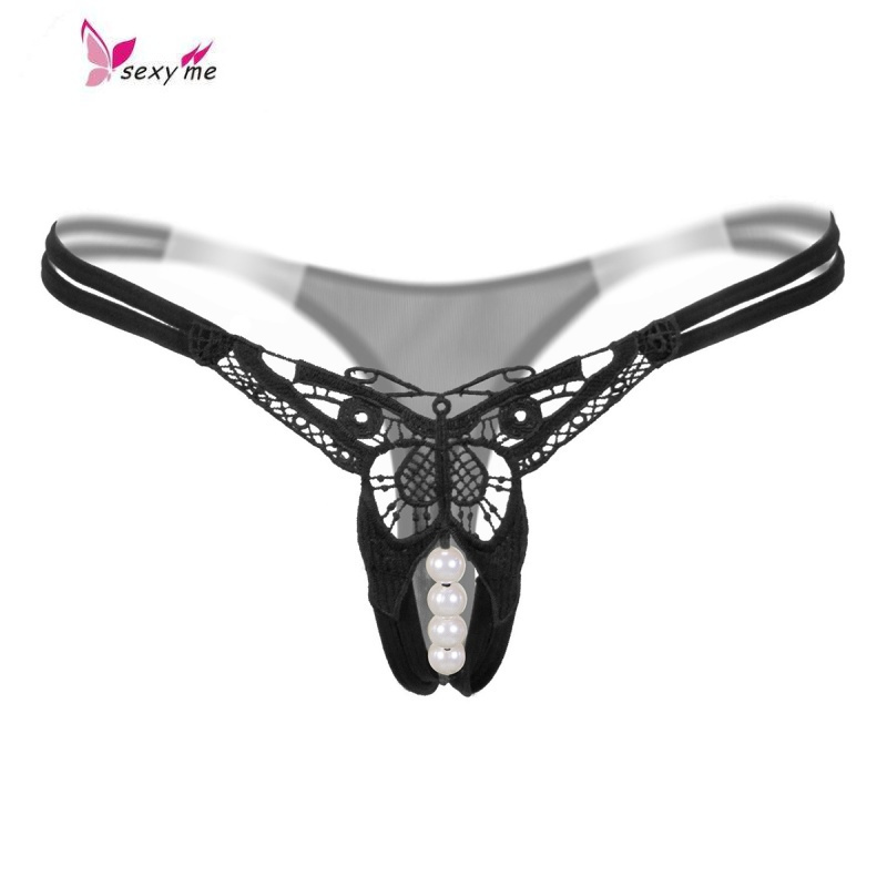丁字裤女性感透明镂空内裤诱惑低腰骚野性欧美珍珠按摩t裤fishbasket