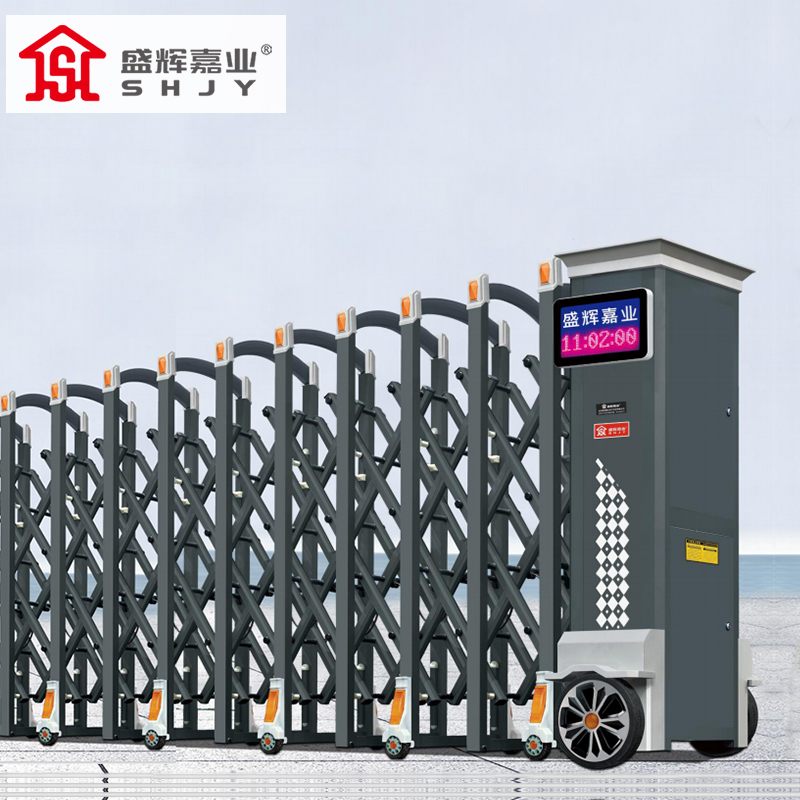 盛辉嘉业 智能电动伸缩门自动折叠不锈钢遥控工厂学校无轨电动大门