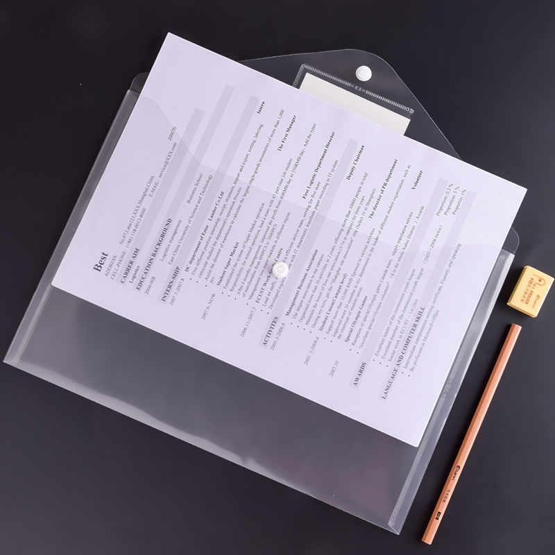邦可臣a4透明文件袋按扣袋塑料档案袋办公资料收纳袋公文袋带名片插袋