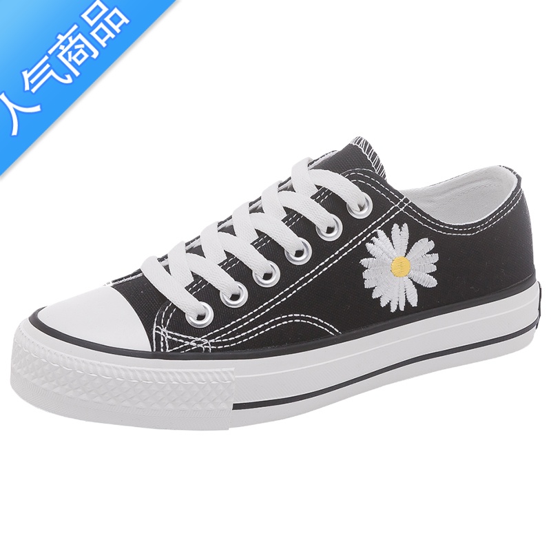 SUNTEK夏季超火小雏菊帆布鞋女款2023新款夏款百搭休闲布鞋球鞋小众鞋子高清大图