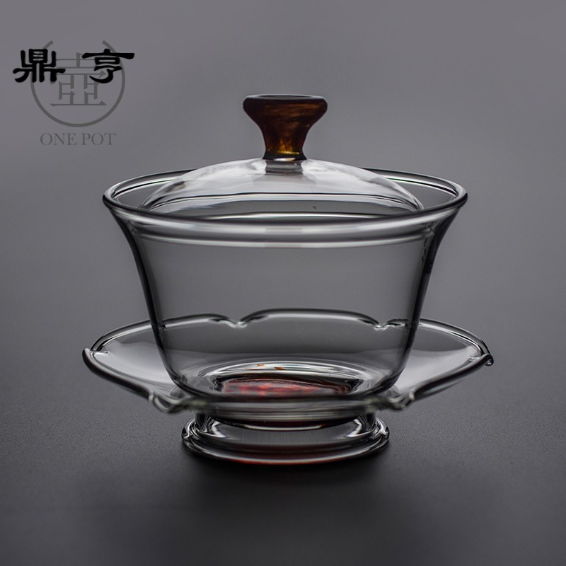 鼎亨一壶玻璃盖碗透明三才茶杯功夫茶具大号手工泡茶器耐热家用敬