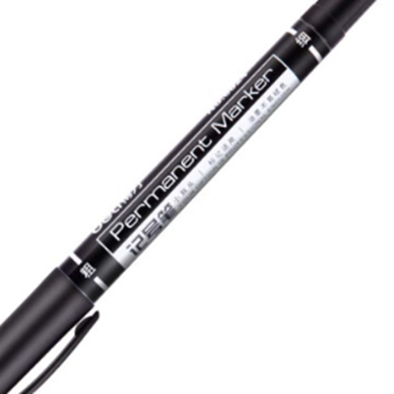 得力6824小双头记号笔(黑色)粗头1.5mm 细头0.5mm勾线笔马克笔12支/盒