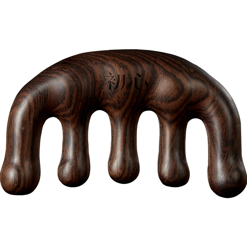 初心檀木梳子头皮按摩梳头部经络梳宽齿梳穴位按摩 黑檀高清大图