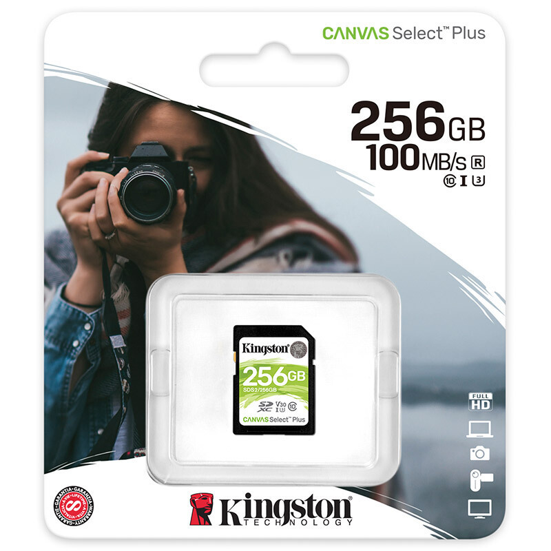 金士顿(Kingston)256GB U3 V30 支持4K SDXC存储卡高速C10相机内存卡升级版 读100MB