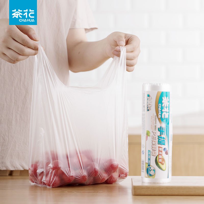 茶花 手提保鲜袋-L140 断点背心式30cm*38cm*140只/套