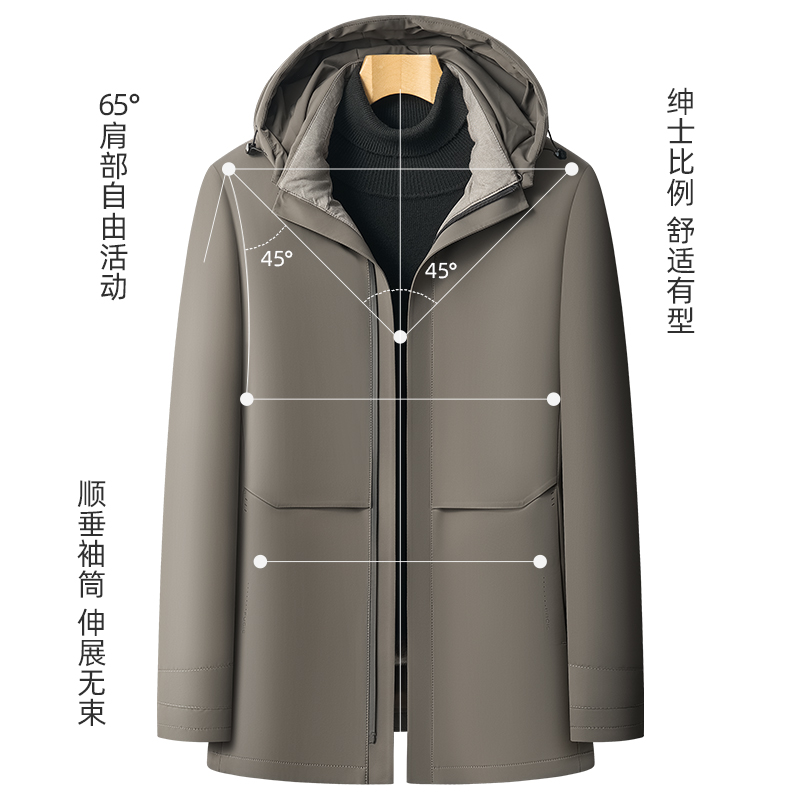 恒源祥男士尼克服2024新款派克服棉衣可拆内胆休闲棉服脱卸帽外服高清大图