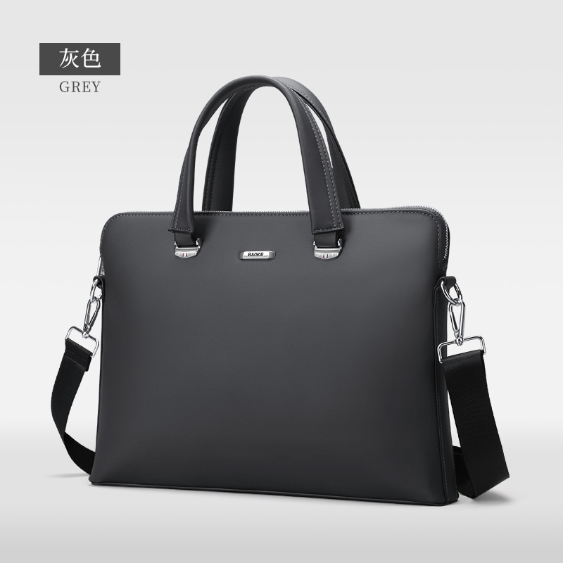宝克(BAOKE)GW1015 商务公文包/会议包/事务包/文件包/手提袋 双拉链通勤出差斜挎包 1个 灰色