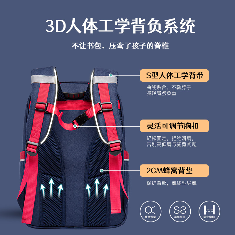 维多利亚旅行者(VICTORIATOURIST)S8036小学生书包 儿童书包 减负双肩背包 电脑数码包 藏青色高清大图
