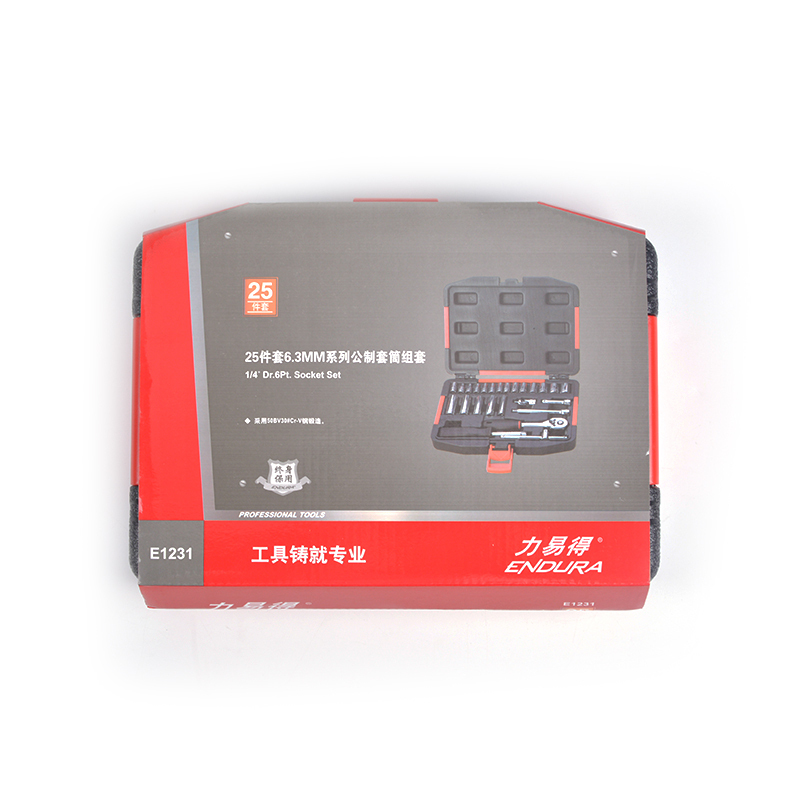 力易得(ENDURA)25件6.3mm系列套筒组套维修工具套装手动工具组套E1231