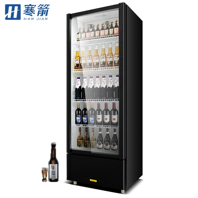 寒箭 立式冷柜玻璃门陈列柜饮料展示柜商用冷藏柜超市冰箱水果蔬菜保鲜冷藏柜啤酒柜便利店 260NB风直冷单门无灯箱