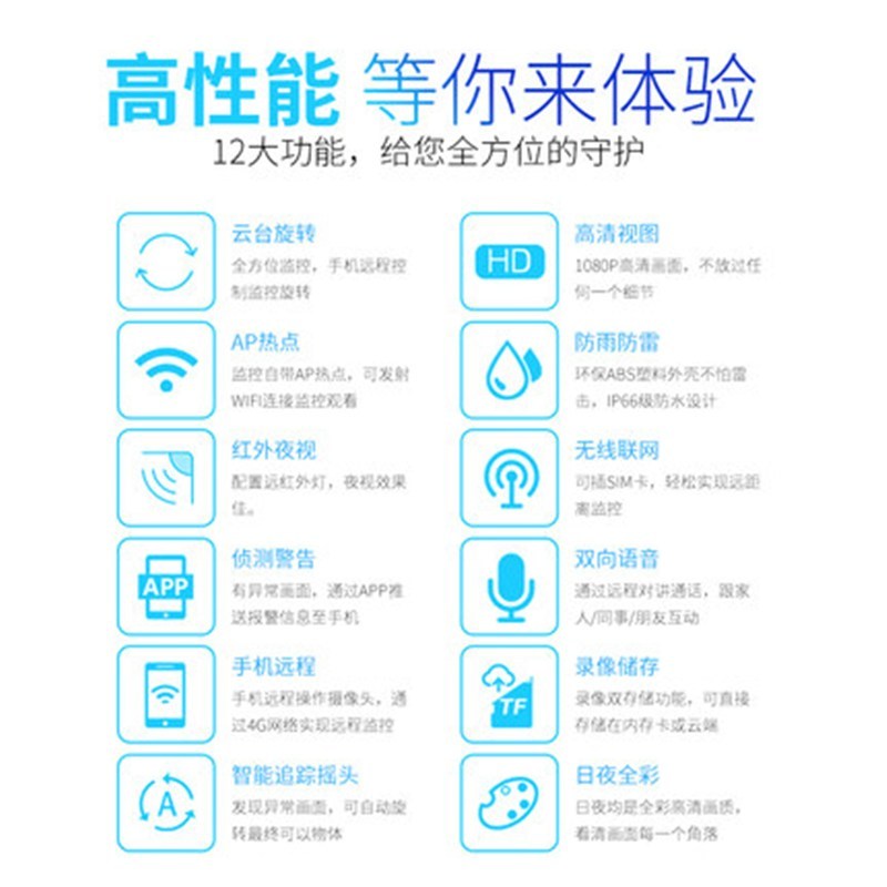 室外360度无线监控器摄像头户外远程连手机夜视高清wifi家用防水
