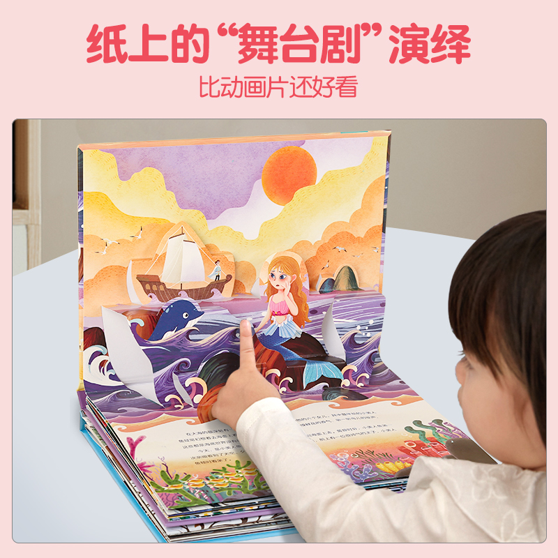 [店长精选]豌豆公主/丑小鸭/坚定的锡兵/夜莺 [正版]安徒生童话3D立体剧场书幼儿园绘本阅读 迪士尼公主立体书 海的高清大图