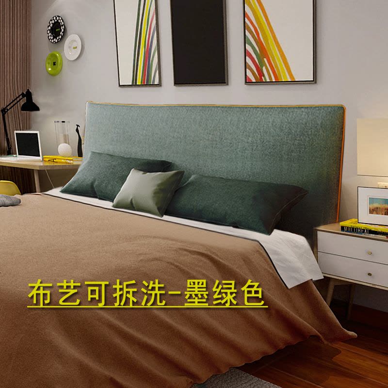 美式床头板软包布艺单双人简约北欧皮艺榻榻米酒店床头靠背板2米图片