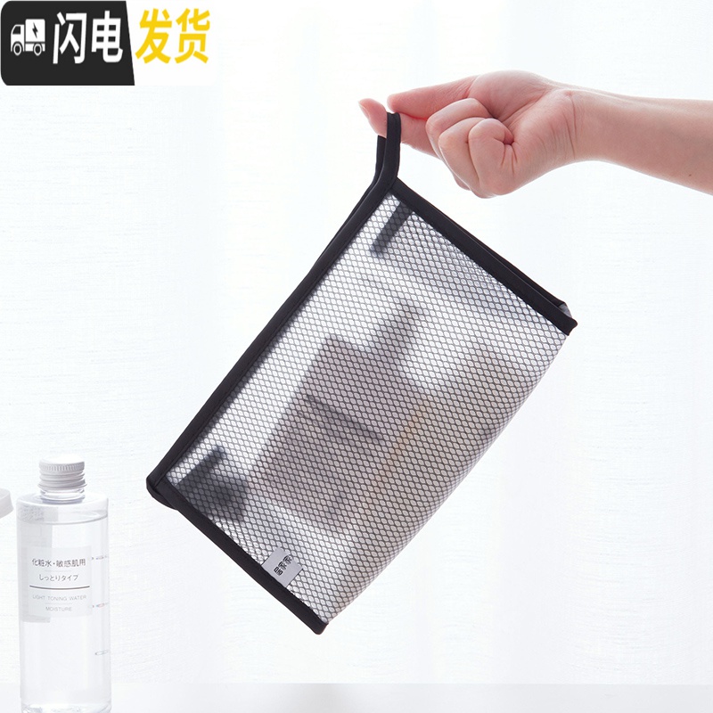 三维工匠网格透明化妆品收纳包女大容量防水洗漱包旅行便携化妆包小收纳袋高清大图