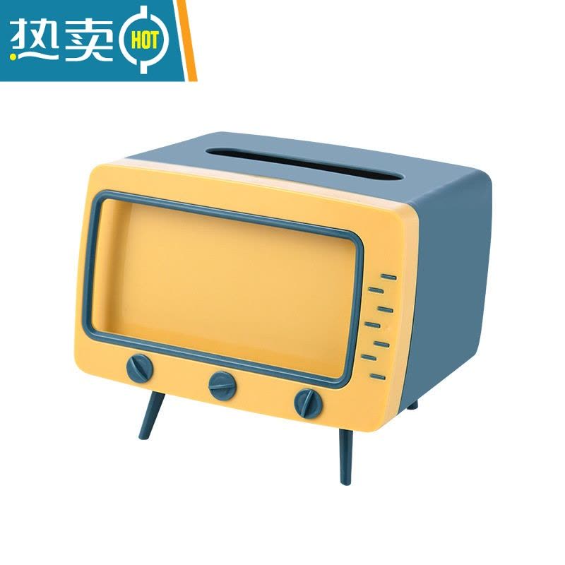 敬平多功能学生宿舍桌面餐厅可爱手机支架抽纸收纳盒 湛江蓝⭐电视纸巾盒[可爱贴纸+ 3D树脂贴]图片