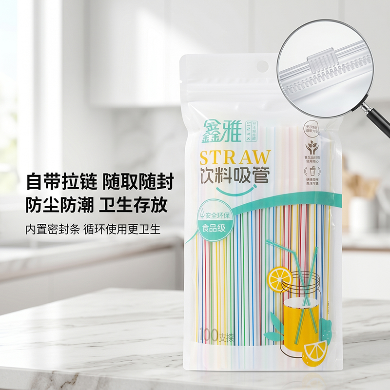 鑫雅彩色纸吸管一次性可降解家用装饰鸡尾酒派对艺术纸质吸管 多彩条纹波浪系列100支 型号0160A 10包*100支高清大图