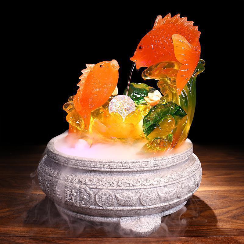流水生财鱼摆件风水聚宝盆喷泉轮连年有余客厅工艺装饰品_231_360_788