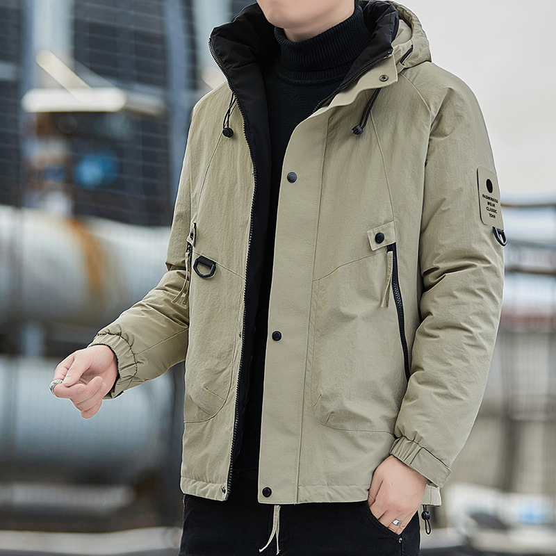 啄木鸟户外冲锋衣男士外套冬季潮流羽绒棉服加厚棉衣连帽宽松棉袄 999卡其 XL