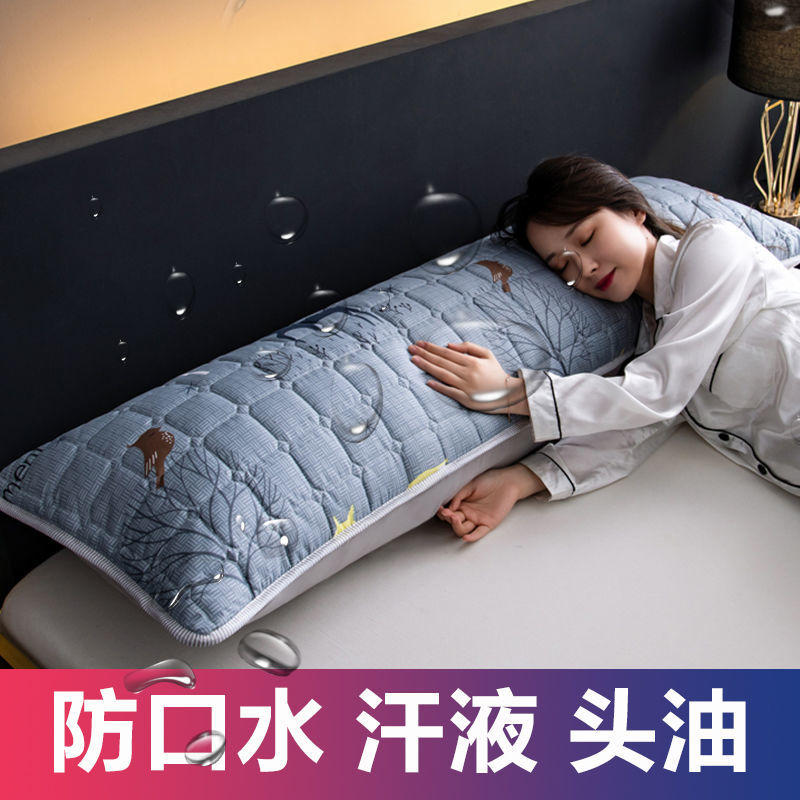 长枕套双人枕套1.2/1.5/1.8m情侣枕头套加长枕芯套 麋鹿 48*150cm单只防水夹棉枕套