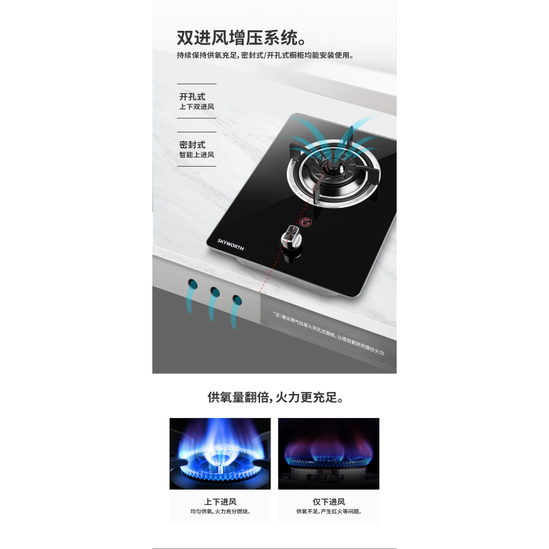 创维(SKYWORTH)燃气灶 煤气灶双灶 嵌入式灶具 家用 钢化玻璃 液化气灶Z1A(20Y)