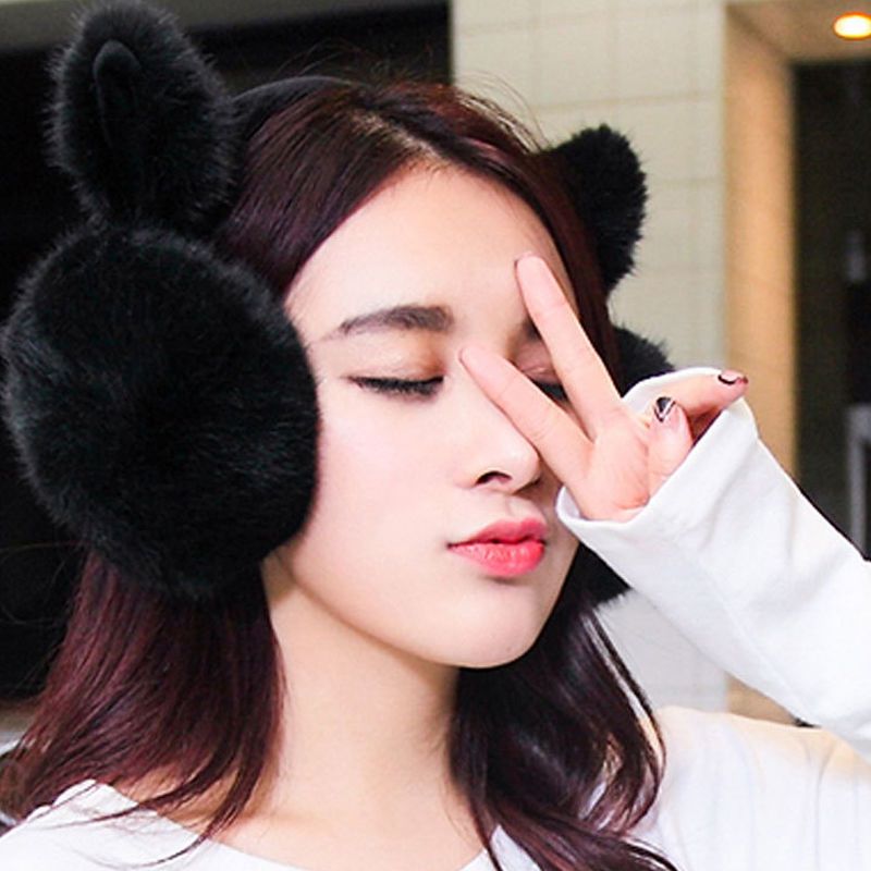 猫耳可折叠灰色耳罩保暖女冬天耳套毛绒韩版猫耳朵百搭耳捂可爱学生