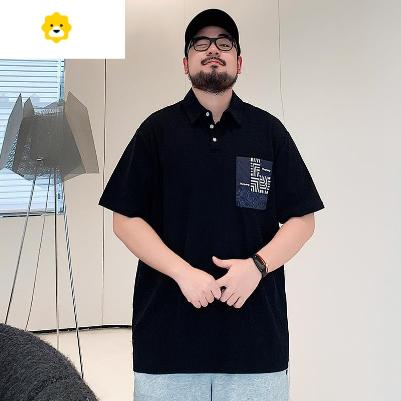 fishbasket季新款polo衫男胖子加肥加大休闲短袖t恤肥佬宽松大码半袖