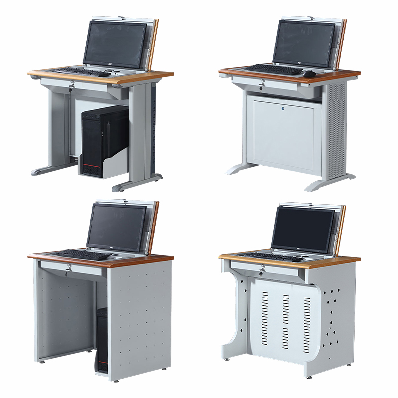 阿拉贡翻转电脑桌多媒体电教室机房培训桌学校隐藏式单人双人三人（不含显示器）高清大图
