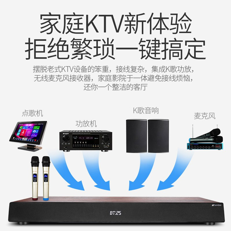 山水SANSUIDV91D家庭KTV组合家庭影院K歌音响套装回音壁蓝牙麦克风家用唱歌电视音响旗舰版