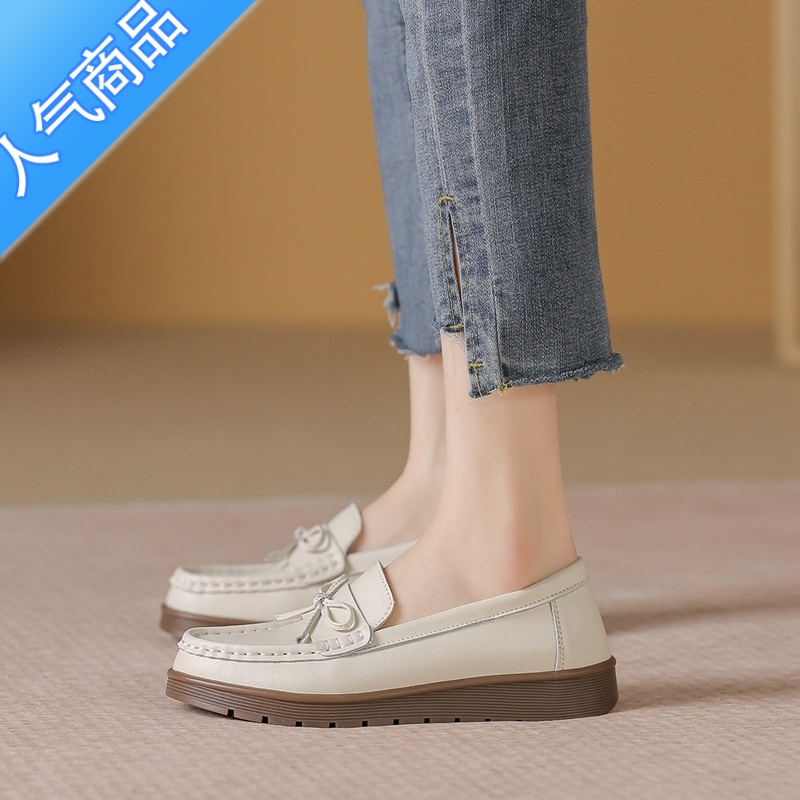 SUNTEK乐福鞋2023年新款妈妈鞋一脚蹬舒适女鞋豆豆鞋休闲百搭英伦风单鞋高清大图