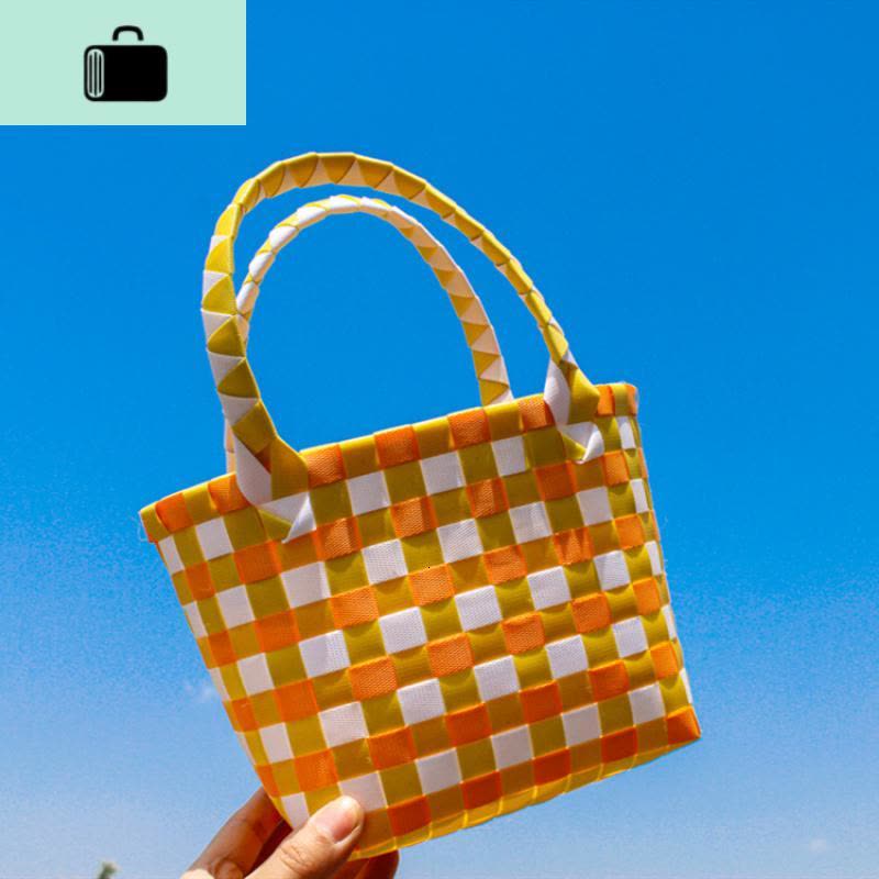 今年流行的彩色编织包包手提迷你ins小包女沙滩度假包海边外单NEW LAKE女士单肩包图片