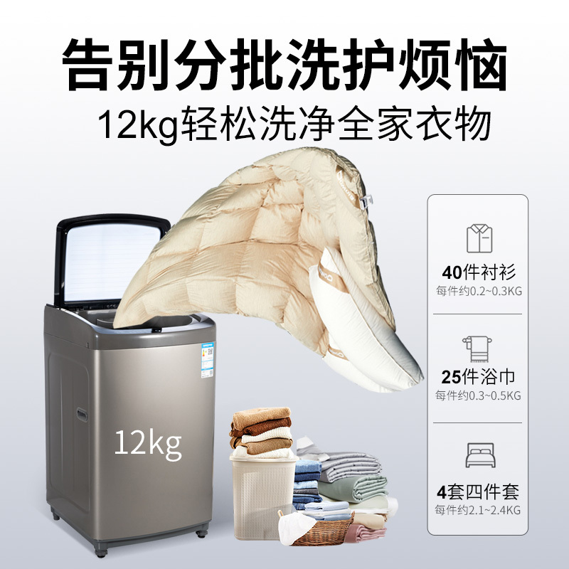 全自动洗衣机12公斤家用大容量波轮洗脱一体风干铜线电机不锈钢波轮Archmed/阿基米德AEB5A833G1012BGT