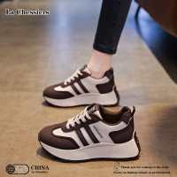 La Chessiers女鞋春秋季新款百搭时尚运动休闲鞋软底防滑耐磨鞋子女款阿甘鞋 咖啡色 39码