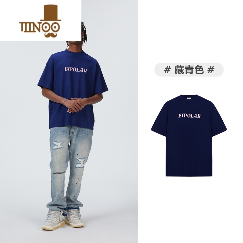 YANXU新LOGO胶印T恤美式高街复古国潮牌流行情侣短袖男款高清大图